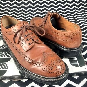 Tods Mens Tan Leather Wingtip Brogue Oxford Shoes Rubber Lug Sole Mens 11 Italy